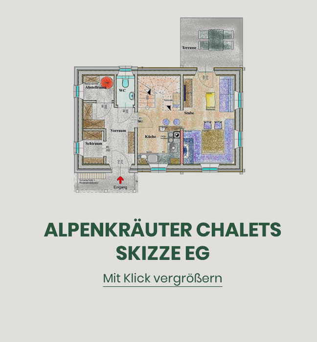 Alpenkräuter Chalets Skizze Erdgeschoss